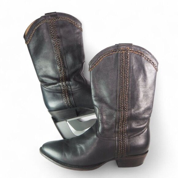 Elizabeth Anne Purse-n-Boots Braided Western Leather Cowboy Boots Women's 10B - Picture 1 of 12